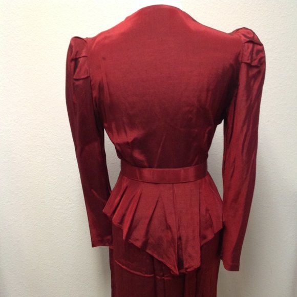 Vintage Classified 3 Piece Dynasty Style Burgundy Evening Dress Outfit  Sz 11/12 - Picture 4 of 11